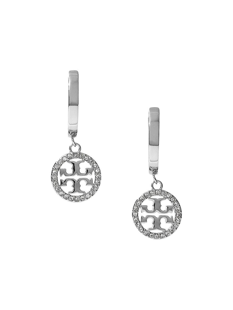 Tory Burch Miller Pav Drop Huggie Hoop Earrings Product Image