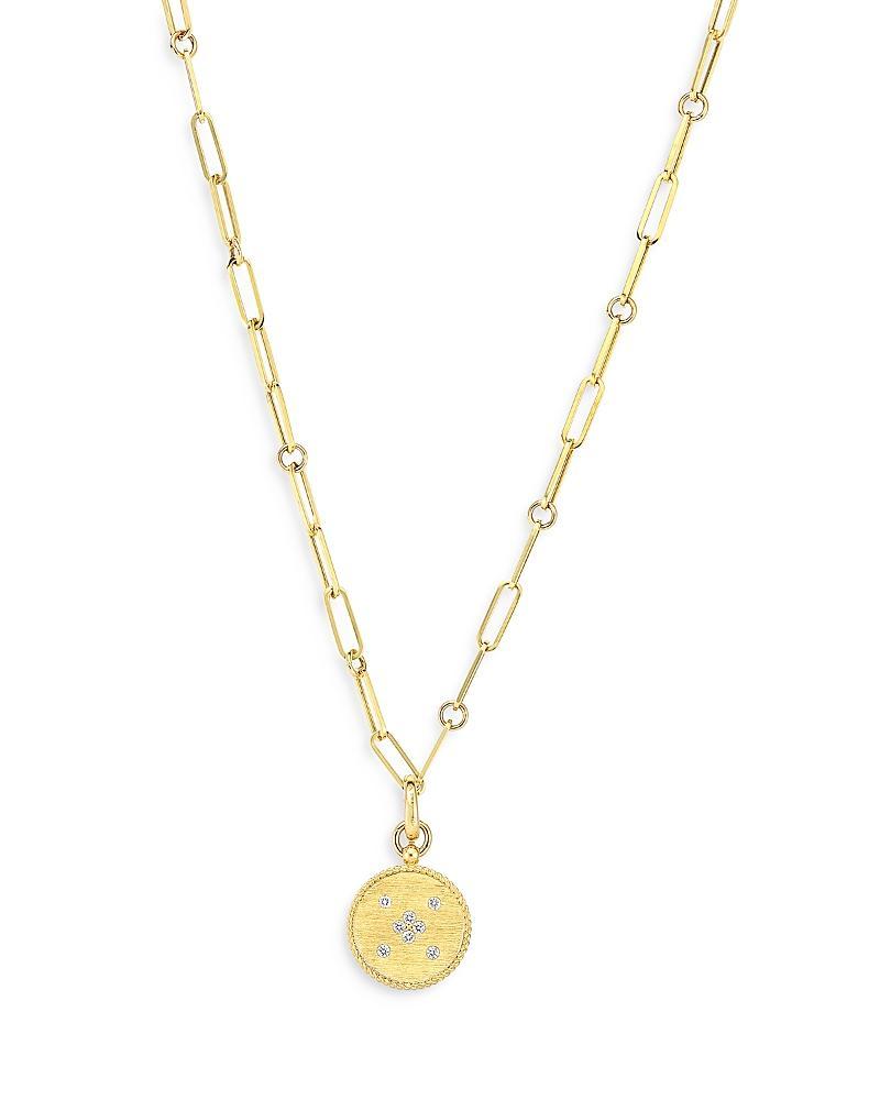 Womens Venetian Princess 18K Yellow Gold & Diamond Satin Small Medallion Necklace Product Image