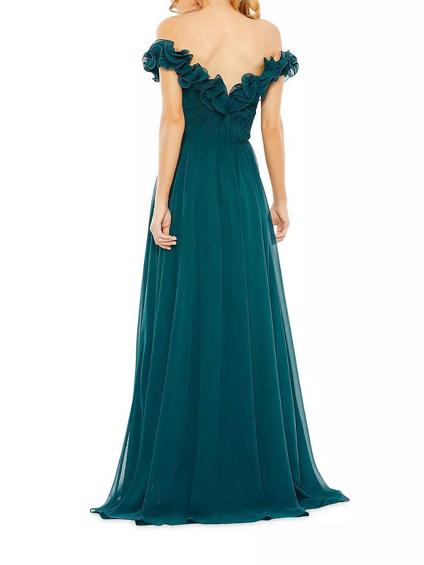 Frill Chiffon Off-The-Shoulder A-Line Gown Product Image