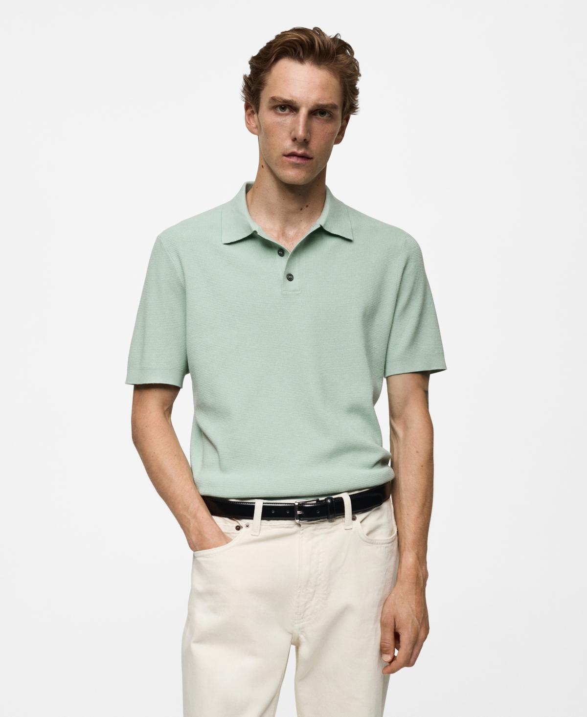 Mango Mens Structured Fine-Knit Polo Shirt Product Image