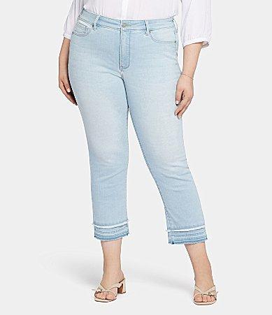 NYDJ Plus Size Marilyn Straight Leg Released Fringe Hem Ankle Jeans Product Image