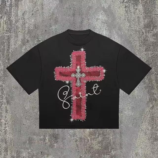 Sopula Vintage Cross Saint Graphic 100% Cotton T-Shirt Cropped Tees product image