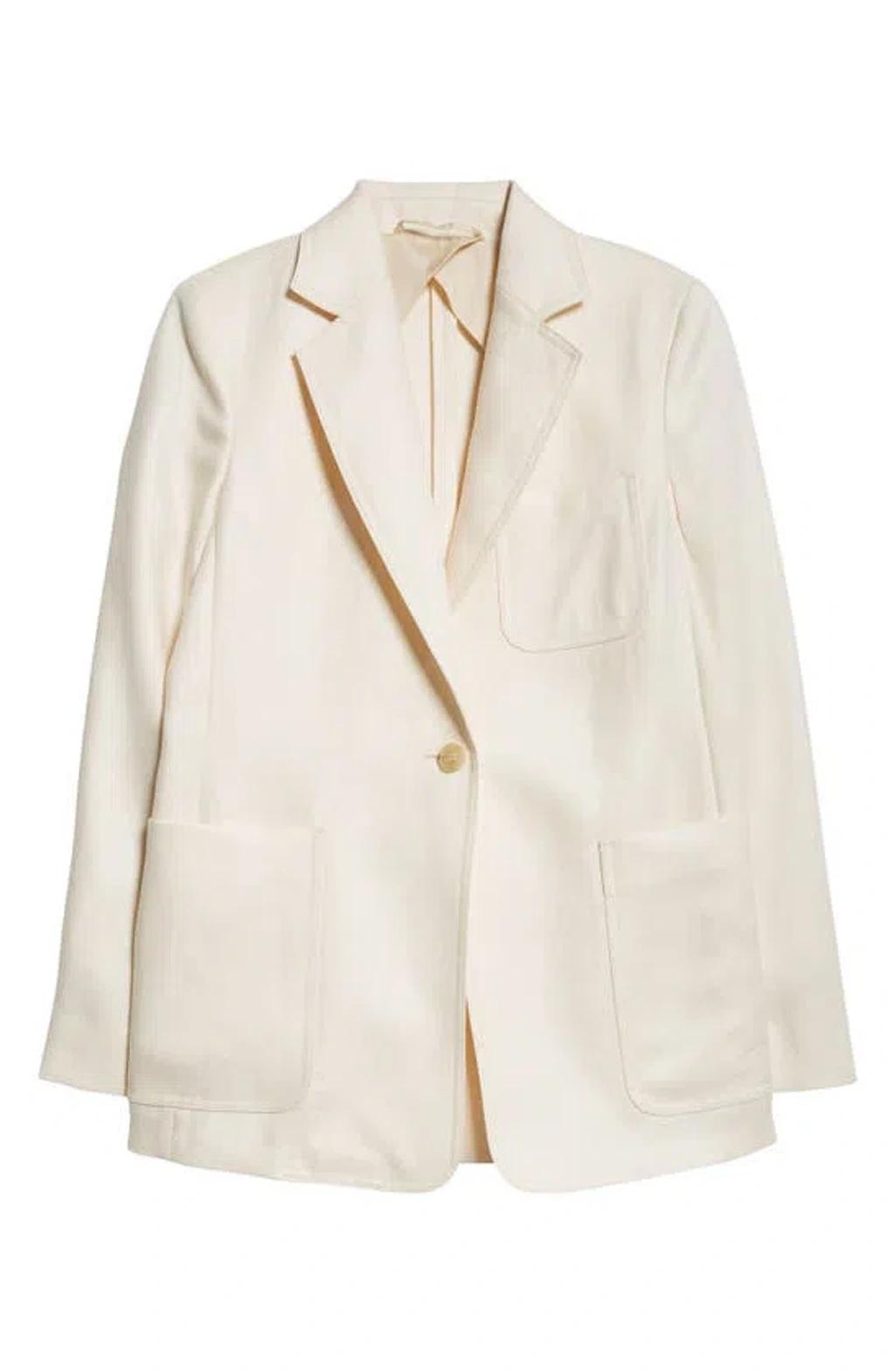 MAX MARA Womens Sand Mosa Single-breasted Linen-cotton Blend Blazer In Cream Product Image