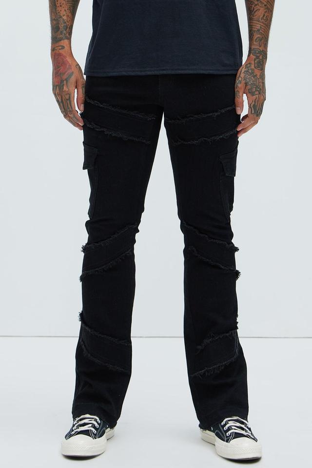 Simi Fray Cargo Stacked Skinny Flare Jeans - Black Product Image