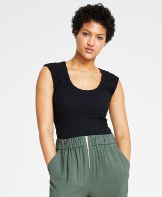 Women's Scoop-Neck Textured Bodysuit, Created for Macy's Product Image