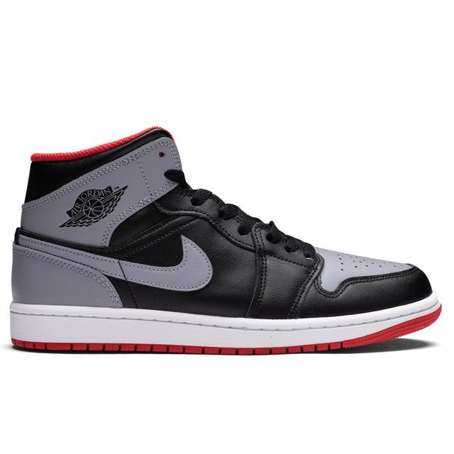 Air Jordan 1 Mid - Black/Cement Grey/Fire Red Male Product Image