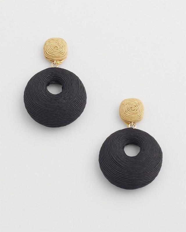 No Droop Black Raffia Drop Earrings   Chico's - Black - Women Product Image