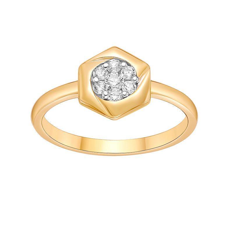 Gemminded 10k Gold 1/5 Carat T.W. Diamond Hexagon Ring, Womens Product Image