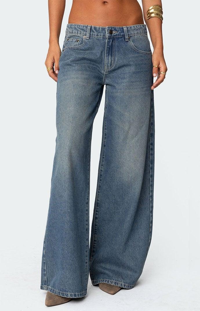 Edikted Women's Vyxen Vintage Washed Low Rise Jeans Product Image