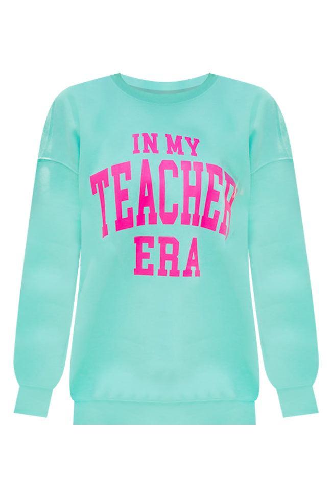 In My Teacher Era Lime Oversized Graphic Sweatshirt Product Image