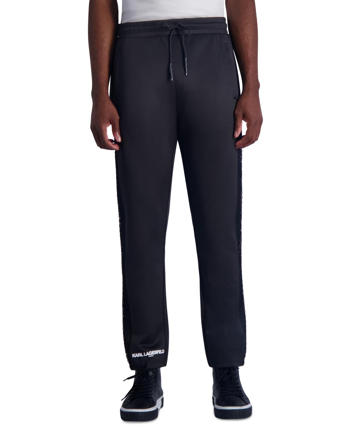 Karl Lagerfeld Paris Mens Slim Fit Heavyweight Fleece Mesh Trim Scuba Pants, Created for Macys Product Image