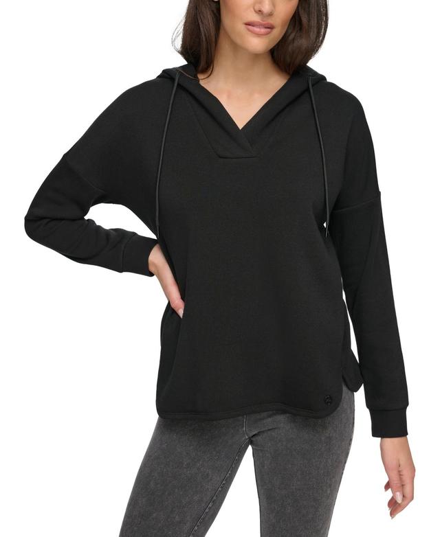 Andrew Marc Sport Womens Long Sleeve Fleece Split Neck Tunic Hoodie Sweatshirt Product Image