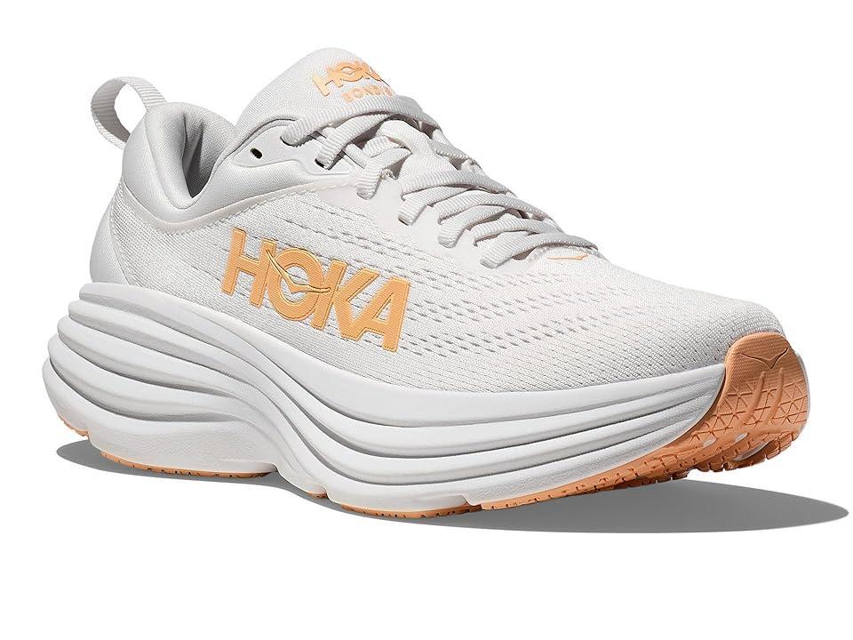 Hoka Womens HOKA Bondi 8 - Shoes White/Orange Product Image