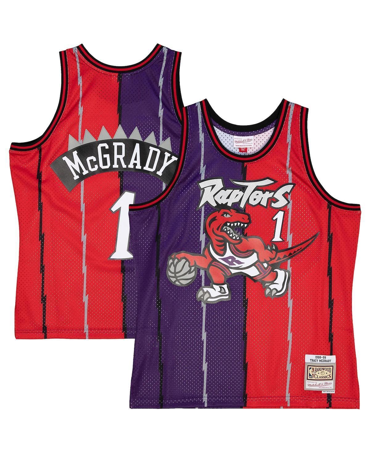 Mens Mitchell & Ness Tracy McGrady Purple, Red Toronto Raptors Hardwood Classics 1998-99 Split Swingman Jersey - Purple, Red Product Image