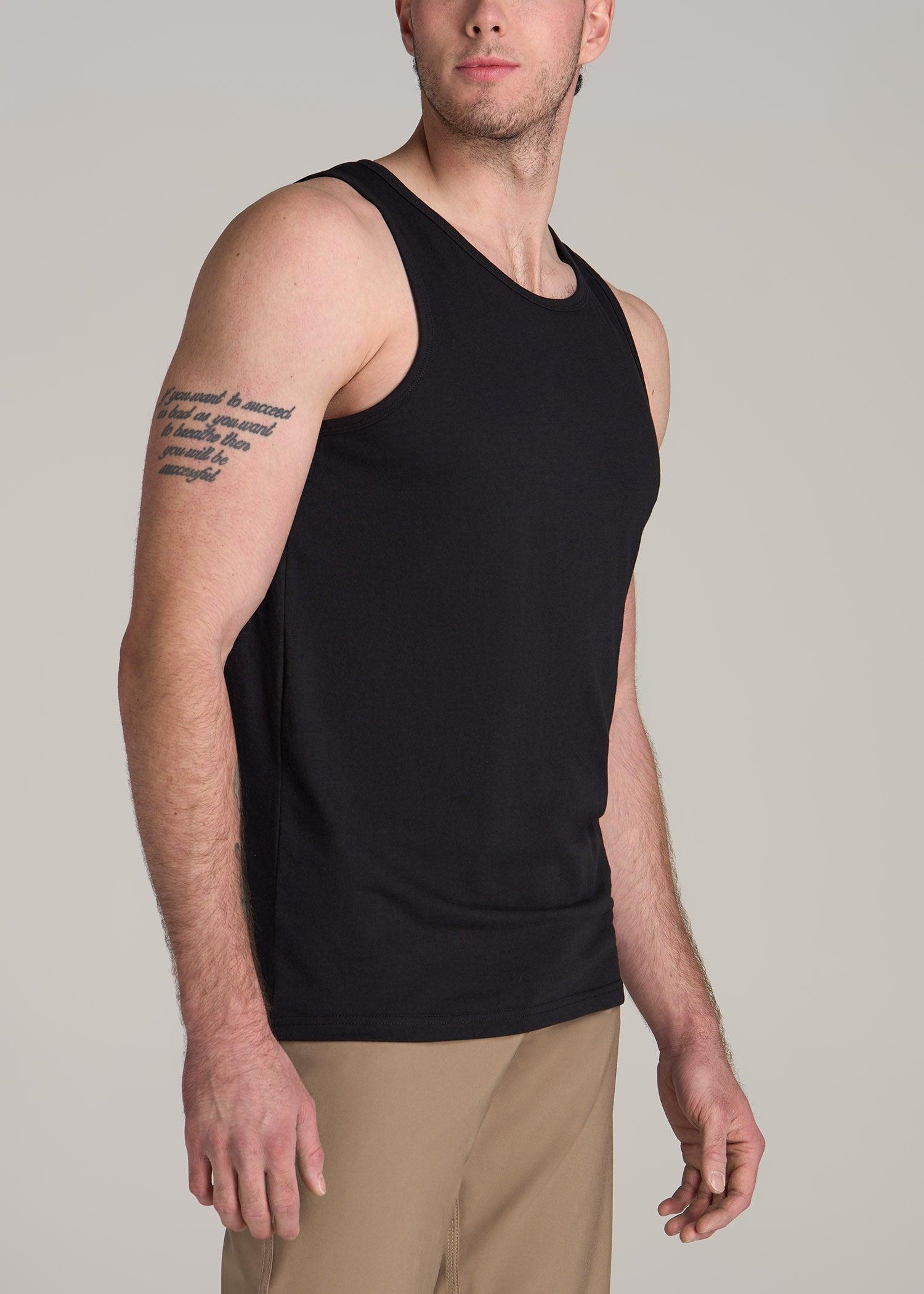 The Essentials: Men's Tall SLIM-FIT Beach Tank Top in Black Male Product Image