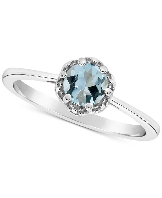 Celebration Gems Sterling Silver Aquamarine Studded Flower Ring, Womens Blue Product Image