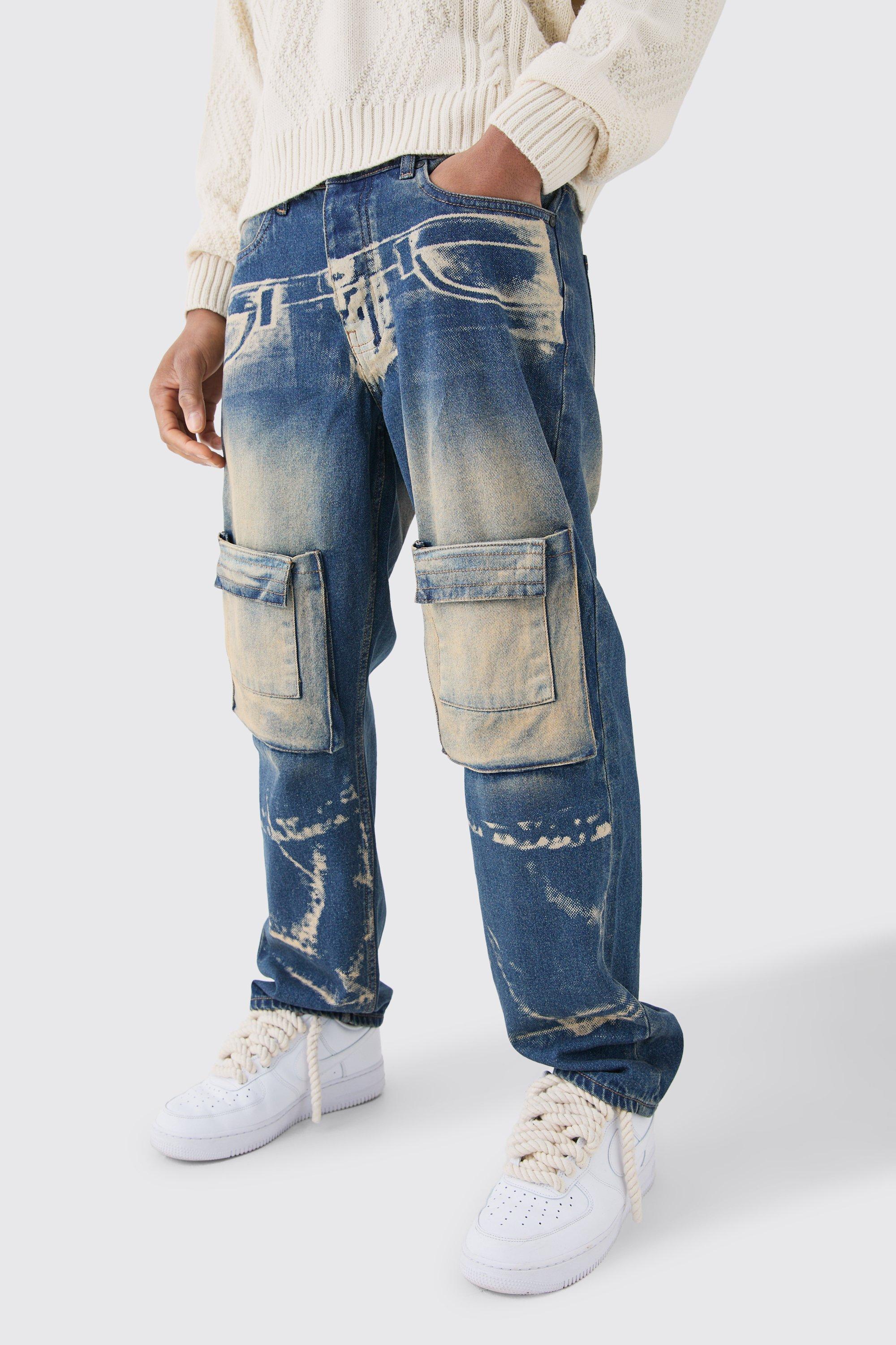 Relaxed Rigid X-ray Acid Wash Denim Jean | boohooMAN USA Product Image