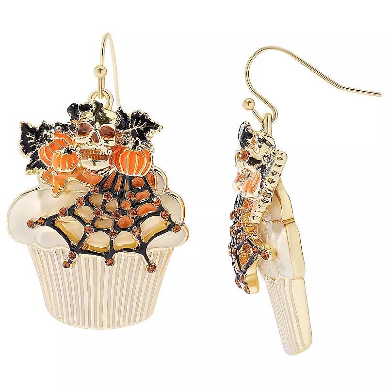 Celebrate Together Halloween Gold Tone Spiderweb Cupcake Drop Earrings, Womens, Multi Product Image