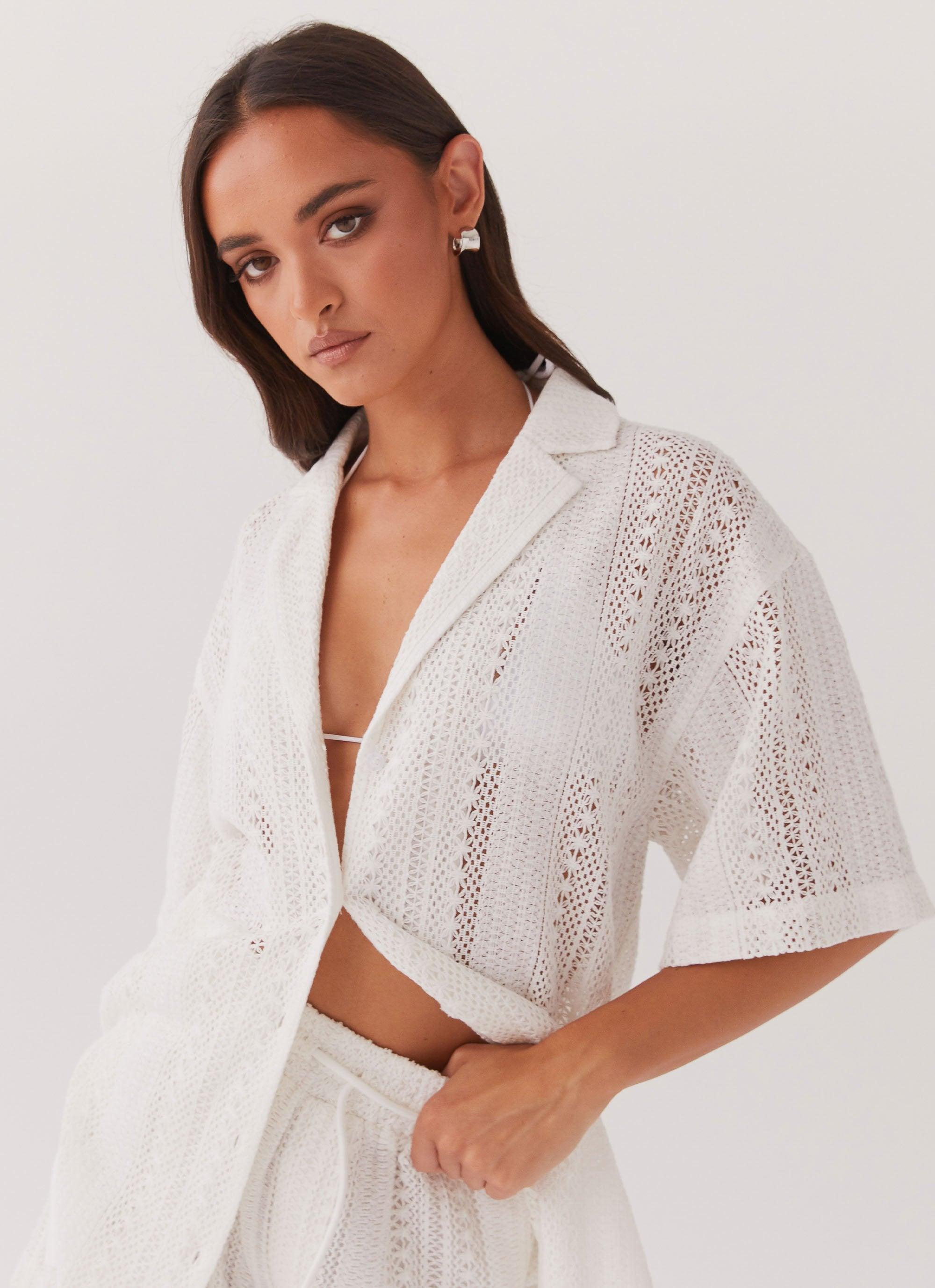 Sun Catcher Knit Oversized Shirt - Ivory Product Image