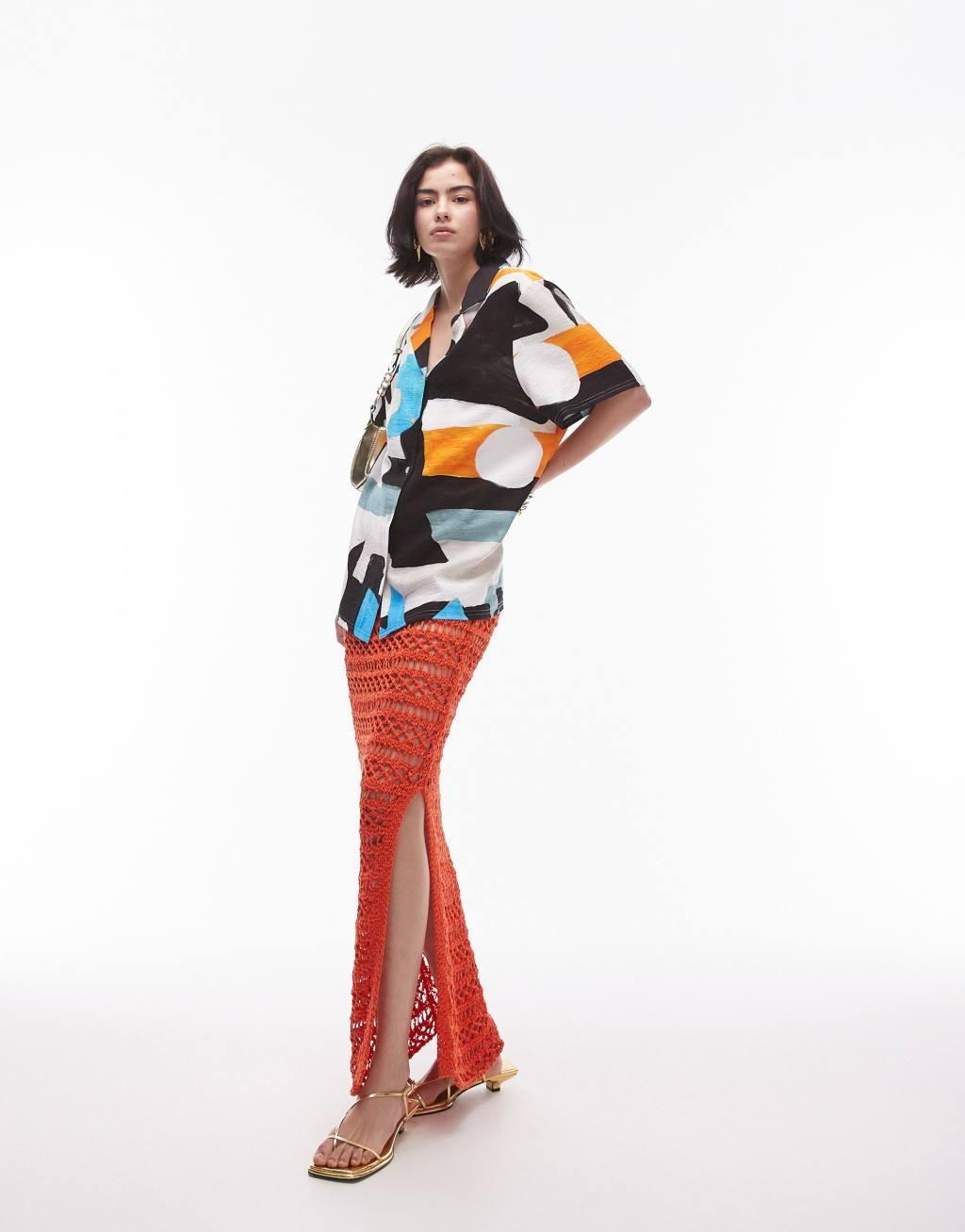 Topshop resort shirt in block star print Product Image