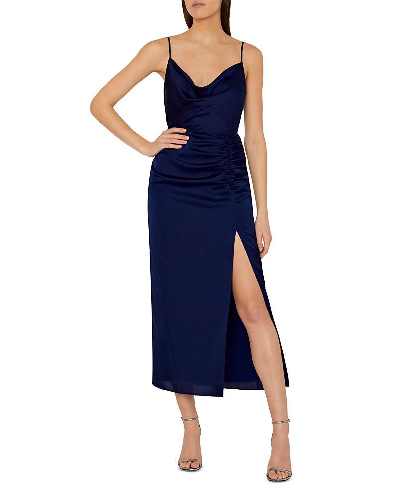 Womens Lilliana Ruched Satin Cowlneck Slipdress Product Image