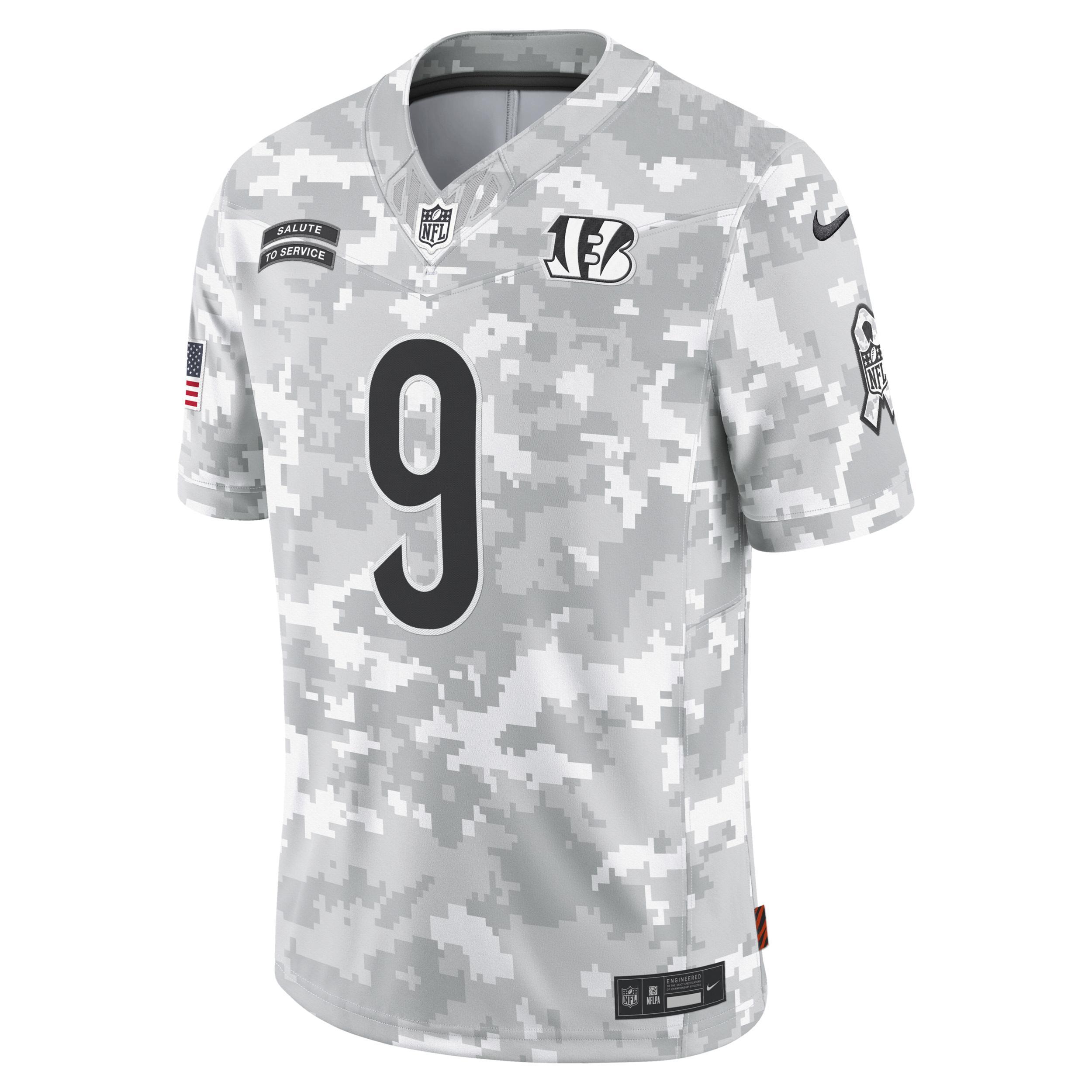 Mens Nike Joe Burrow Arctic Camo Cincinnati Bengals 2024 Salute to Service Limited Jersey Product Image