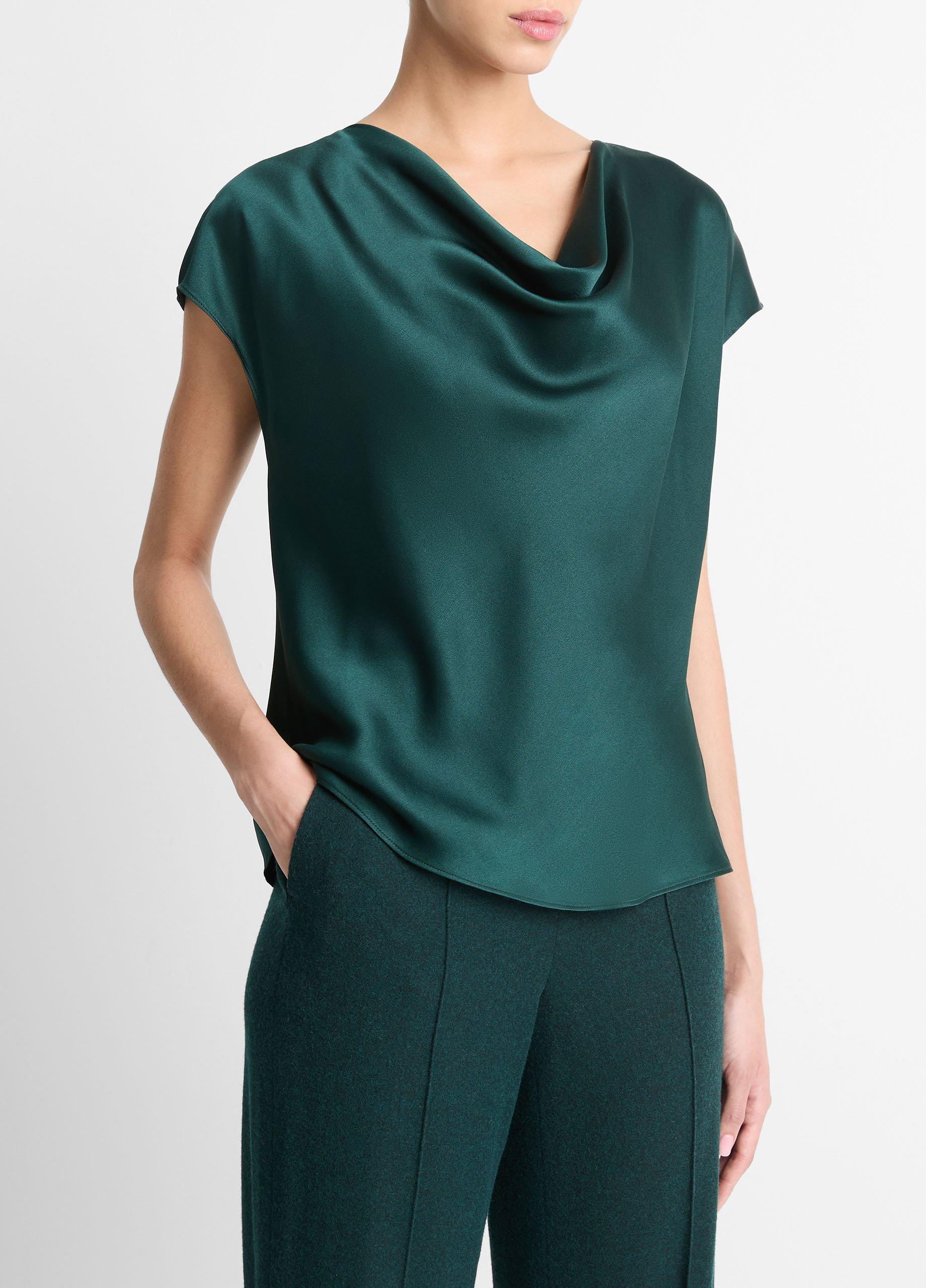 Silk Cowl-Neck Blouse Product Image