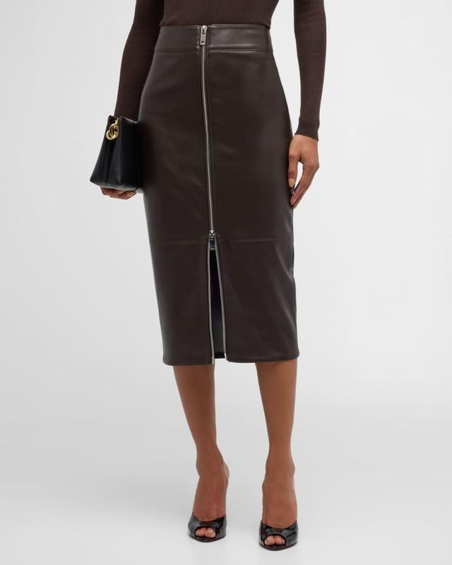 Millicent Vegan Leather Midi Skirt Product Image