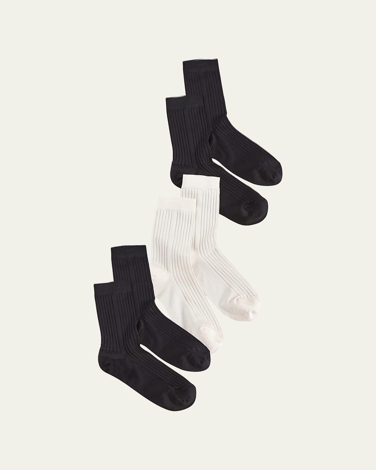 Silky Rib-Knit Crew Socks 3-Pack Product Image