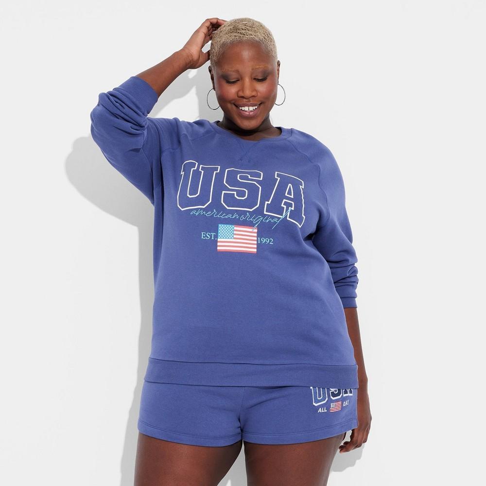 Womens American Original USA Graphic Sweatshirt - Navy Blue Product Image