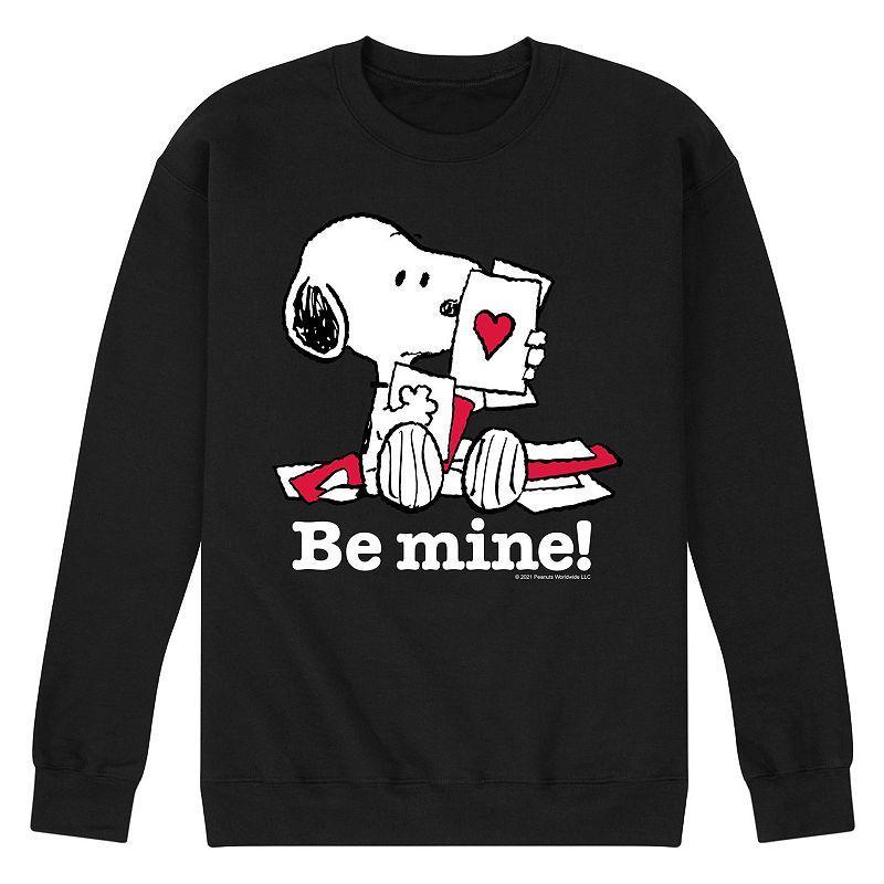 Mens Peanuts Be Mine Snoopy Fleece Sweatshirt Blue Product Image