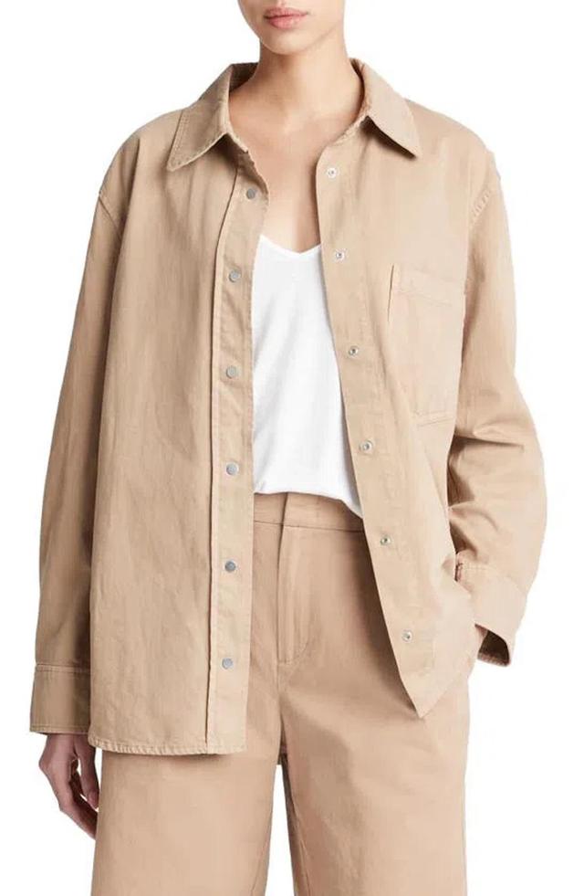 Cotton Twill Shirt Jacket In Beige Product Image