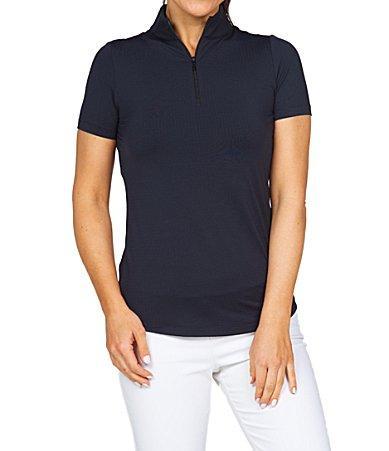 IBKUL Essential Solids Short Sleeve Quarter Zip Top Product Image