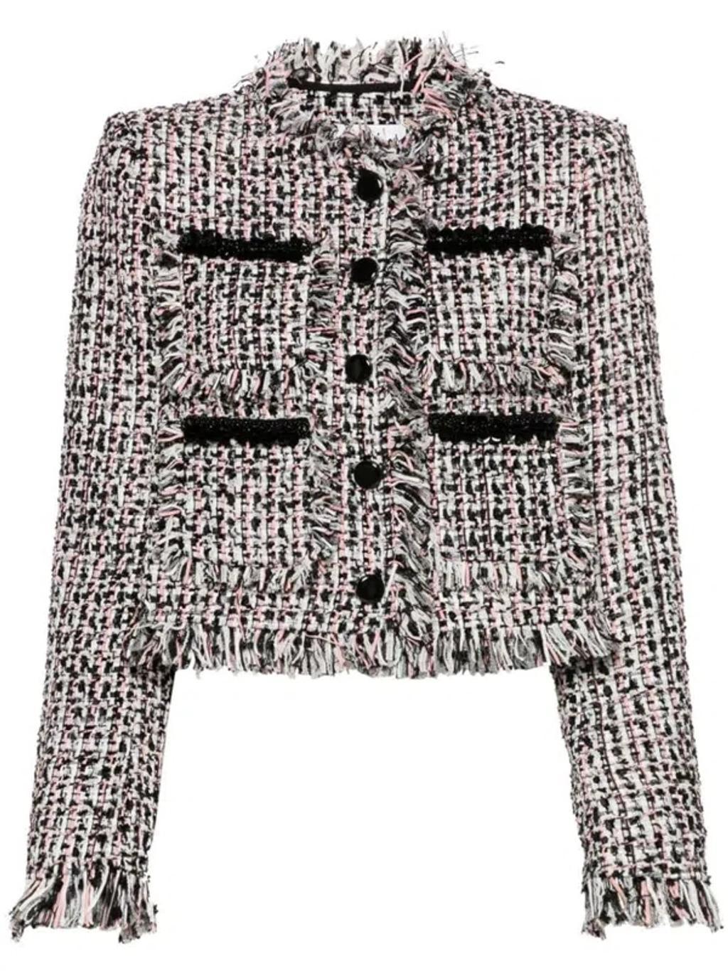 Frayed Tweed Jacket In Black Product Image