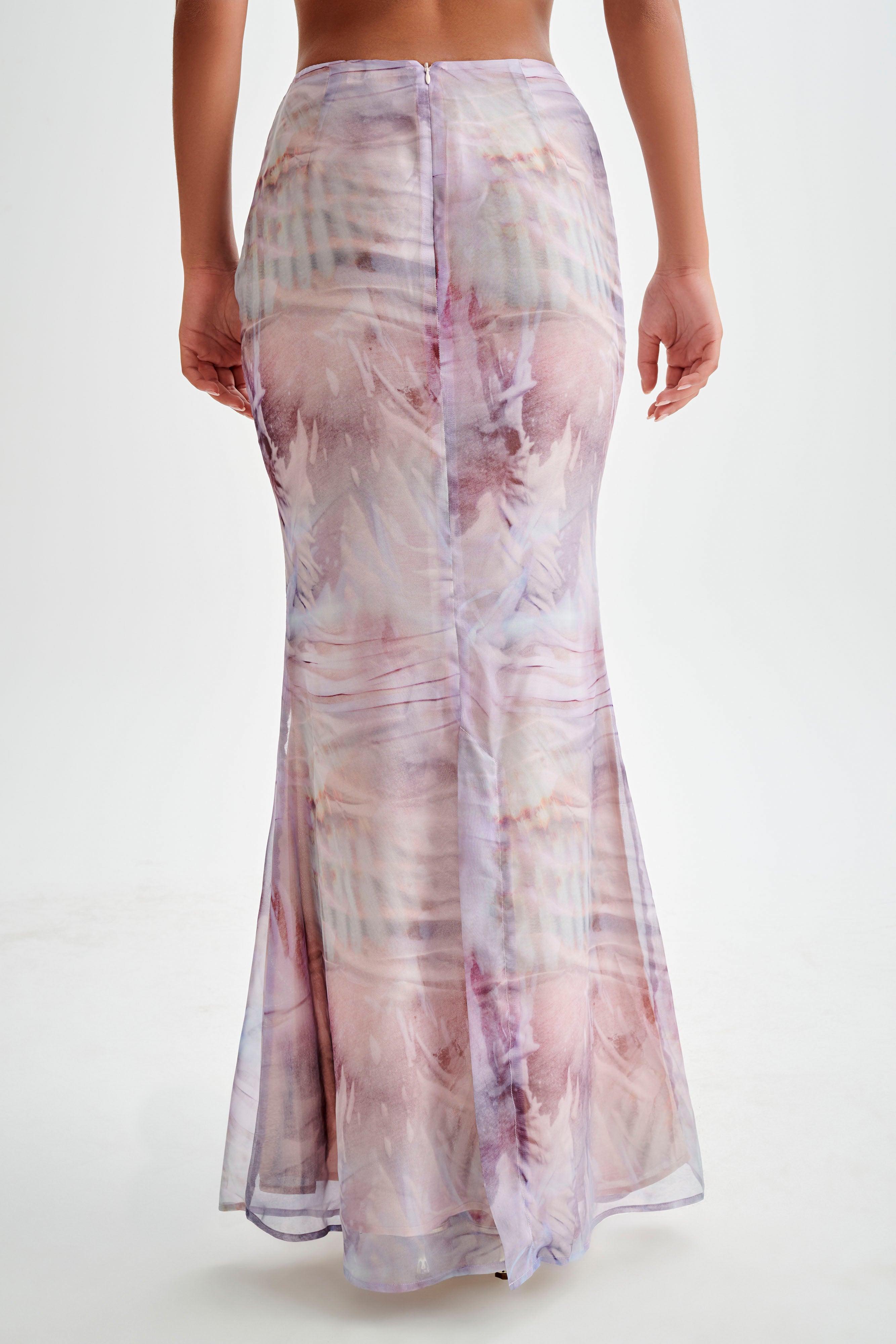 Ursula Ruched Maxi Skirt - Mermaid Shell Print Product Image