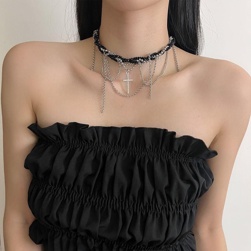 Cross Acrylic Bead Alloy Choker Product Image