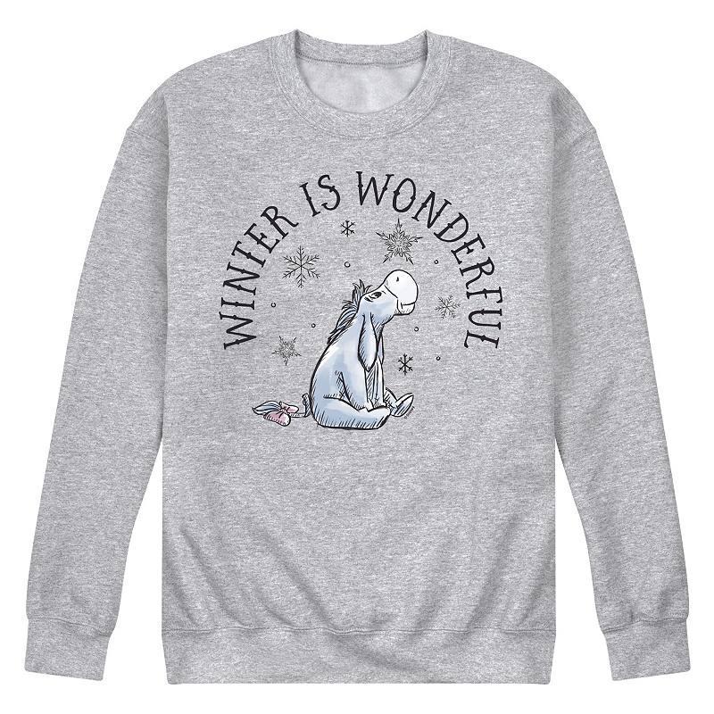 Disneys Winnie The Pooh Mens Winter Is Wonderful Fleece Sweatshirt Grey Gray Product Image