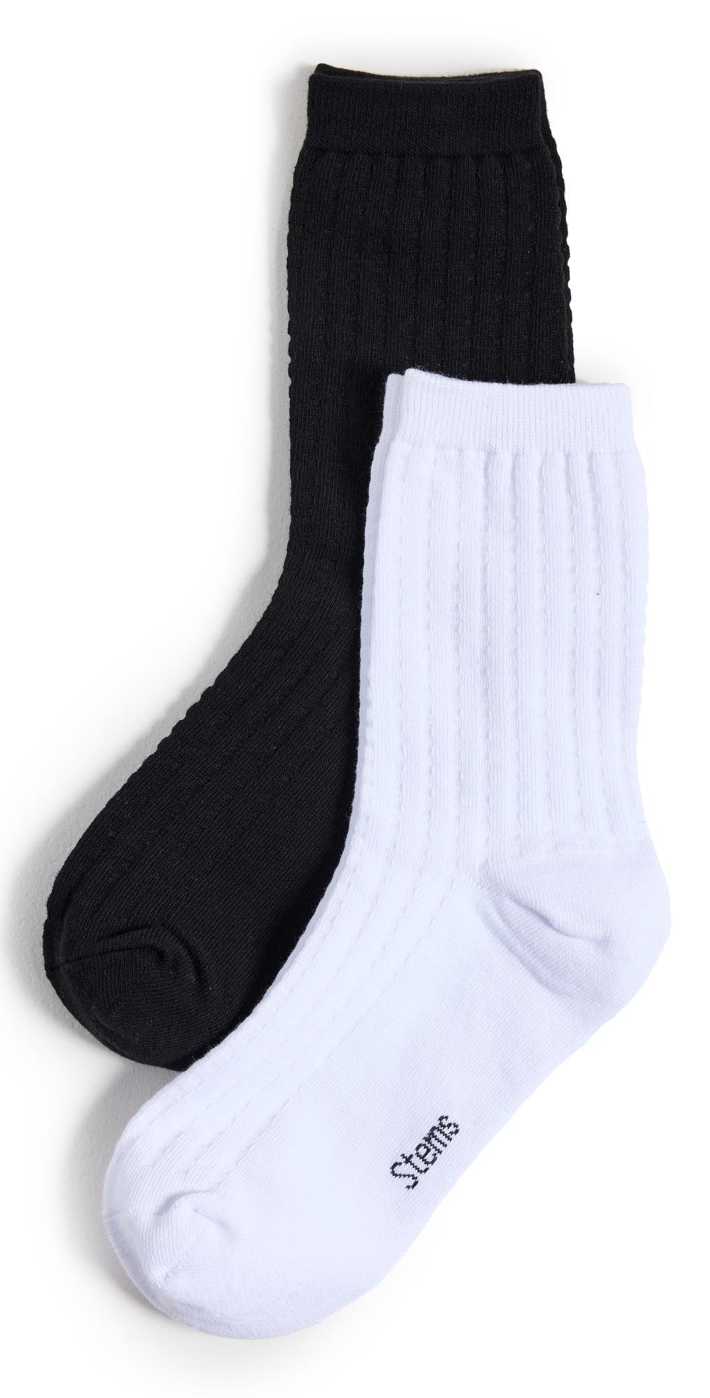 Stems Womens Waffle Knit Socks Set Of Two Product Image