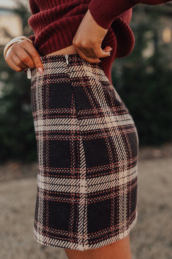 Cafe Patio Plaid Skirt in Chestnut Product Image