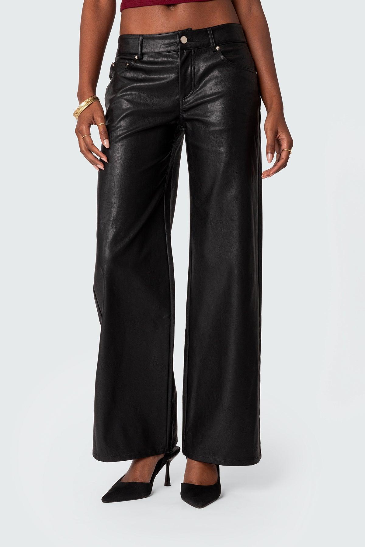 Faux Leather Straight Leg Pants Product Image