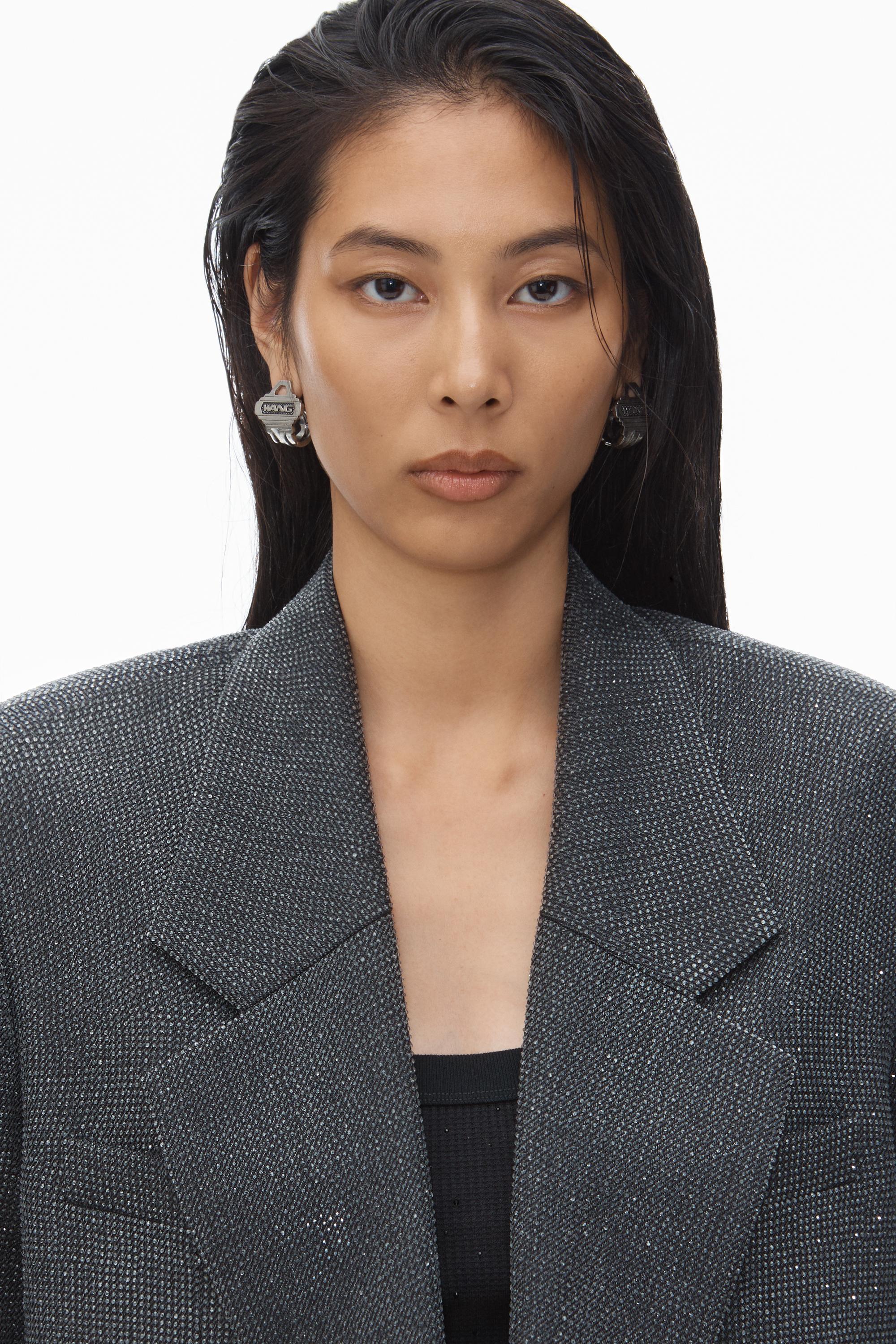 Boxy Oversize Blazer In Wool Will With Clear Bead Hotfix Product Image