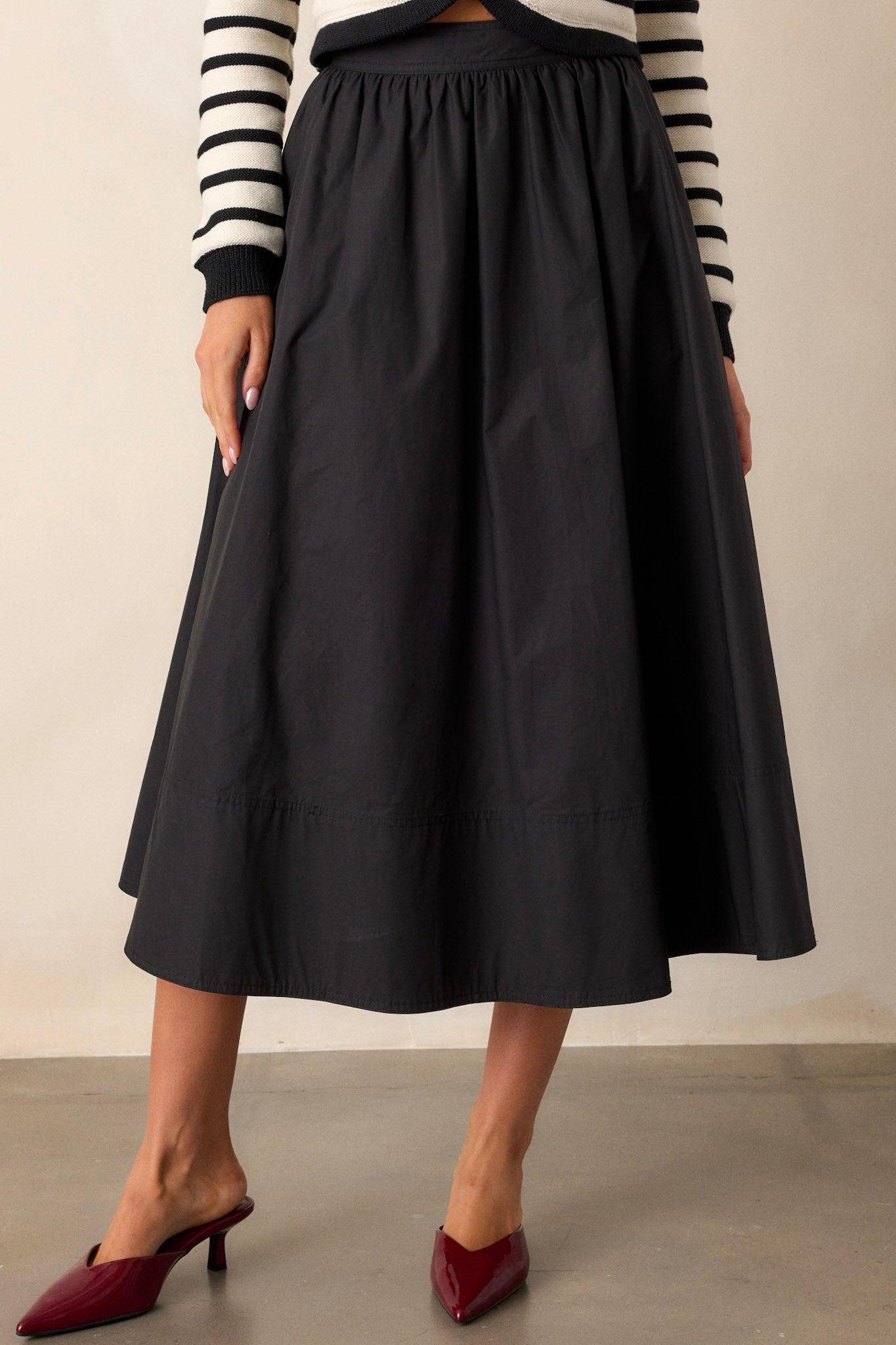 Beneath The Surface 100% Cotton Black Midi Skirt Product Image