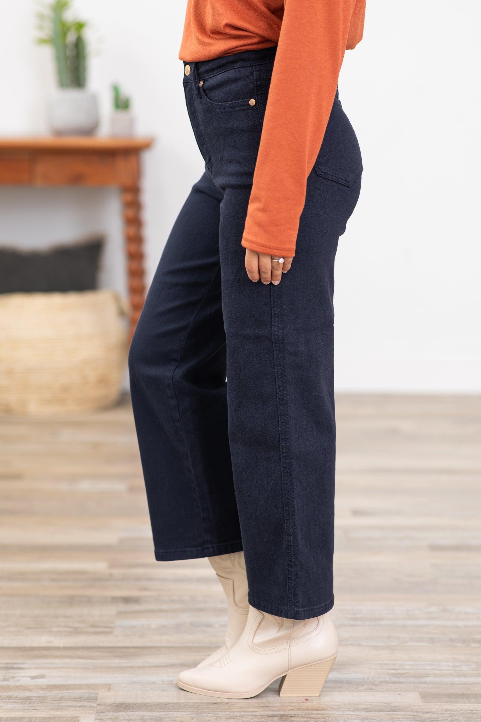 Judy Blue Navy Wide Leg Tummy Control Jeans Product Image