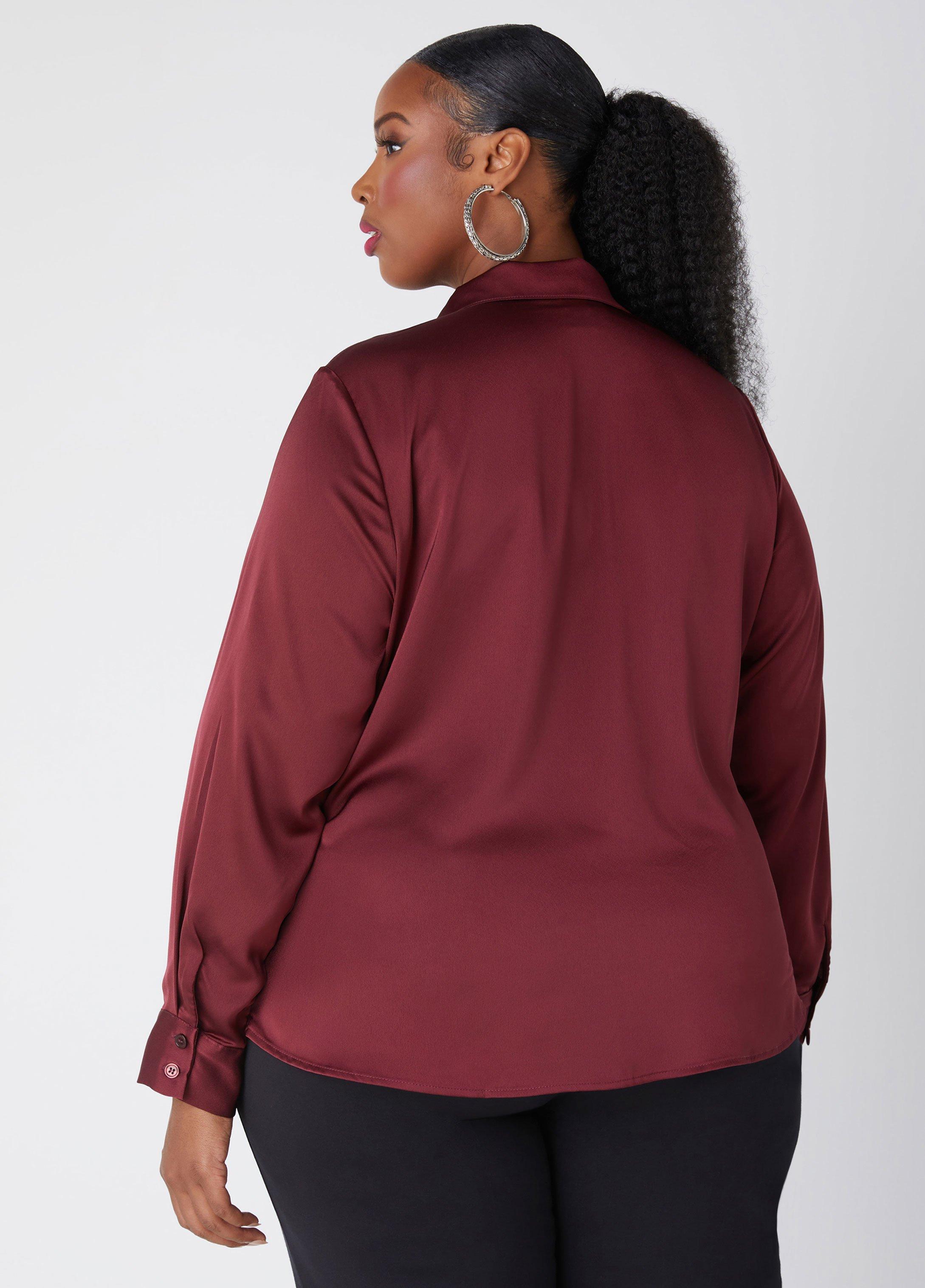 Ruched Front Satin Shirt Product Image