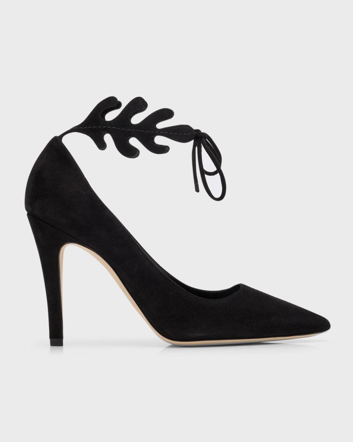 Suede Ankle-Cuff Stiletto Pumps Product Image