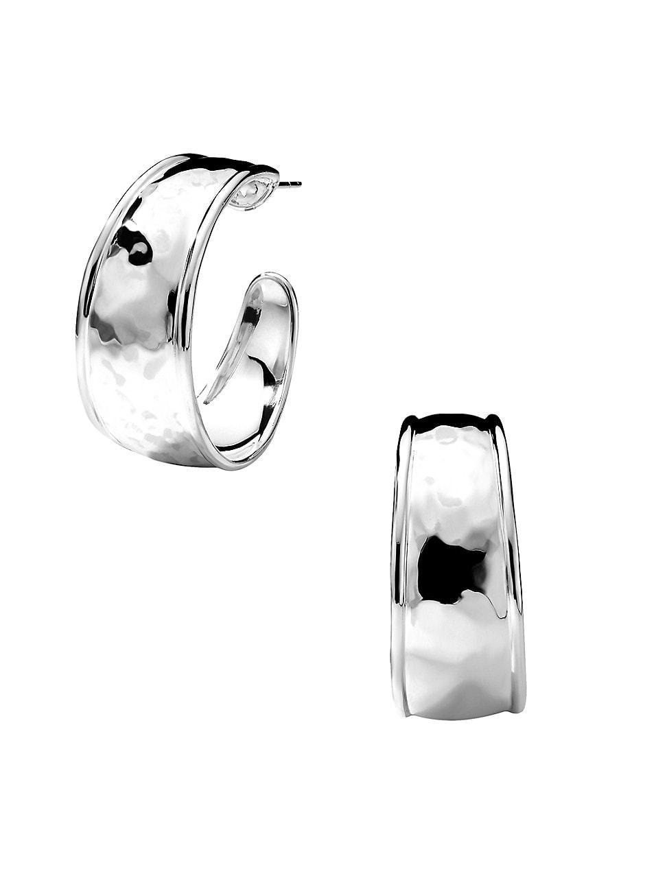 Womens Goddess Sterling Silver Medium Hoop Earrings Product Image