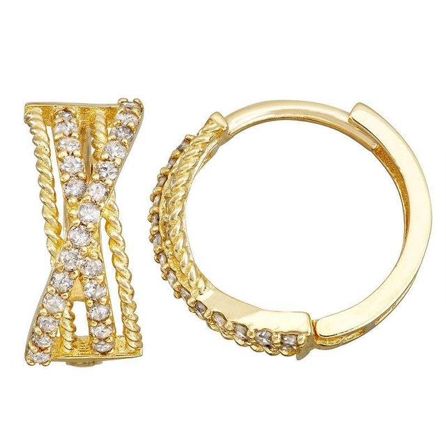 Tiara 10k Gold 1/4 Carat T.W. Diamond Huggie Hoop Earrings, Womens, White Product Image