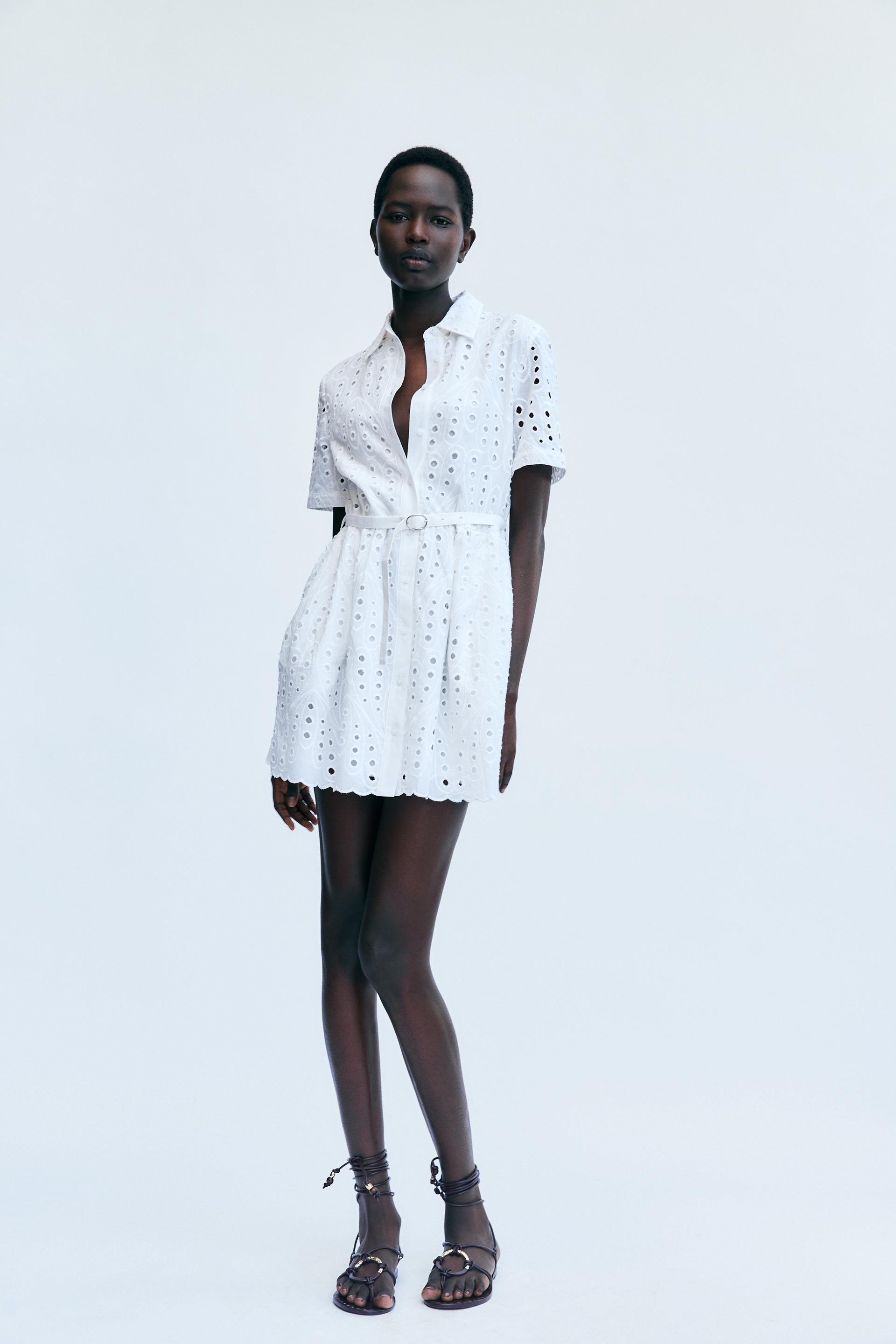 EMBROIDERED EYELET MINI DRESS ZW COLLECTION Product Image