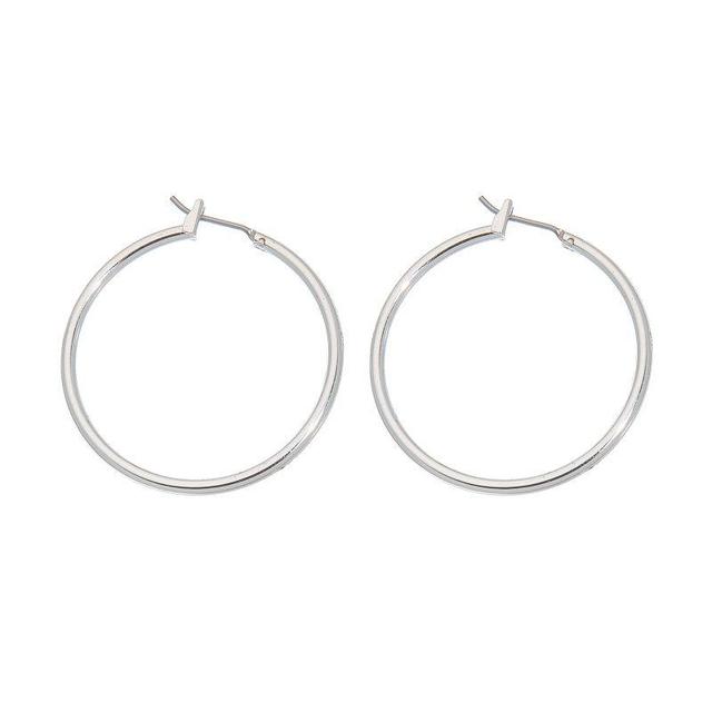 Napier Silver Tone Hoop Earrings, Womens Product Image