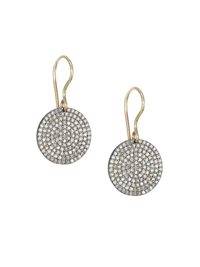 Womens 14K Gold & Diamond Circle Drop Earrings Product Image